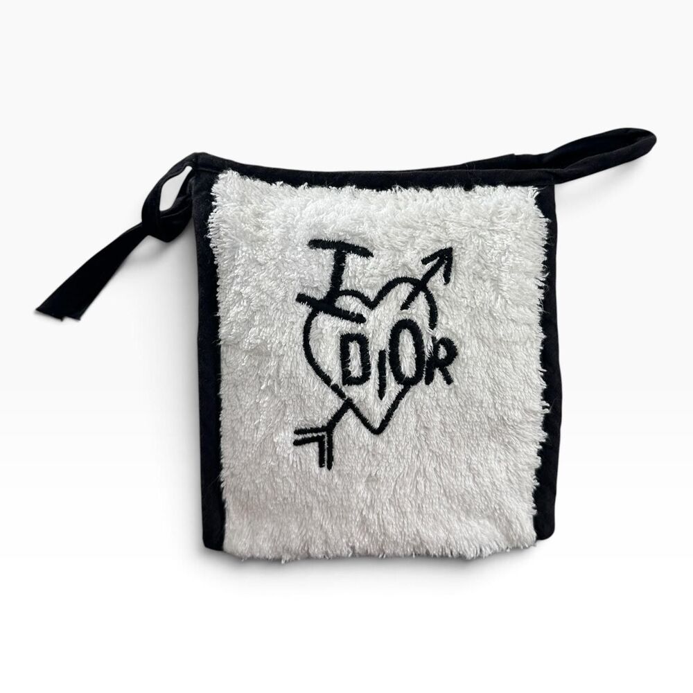 Christian Dior Vintage Y2K Terry Cloth Heart Arrow Wristlet Pouch
